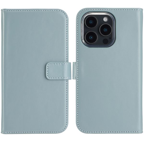 Selencia Étui portefeuille en cuir véritable Apple iPhone 16 Pro Max - Air Blue