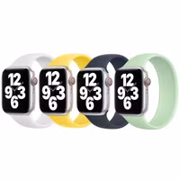 Apple 4 Pack Apple Bracelet Boucle unique en Silicone Apple Watch| 44/45/46/49 mm - Taille 11 - White / Canary Yellow / Storm Blue / Pistachio
