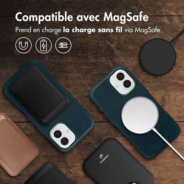 Accezz Coque MagSafe en cuir vintage Apple iPhone 16 - Smokey Green