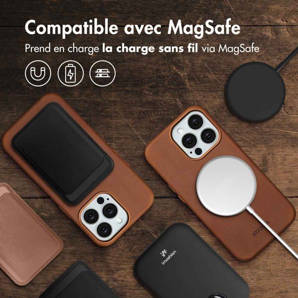 Accezz Coque MagSafe en cuir vintage Apple iPhone 13 Pro - Tabacco Cognac