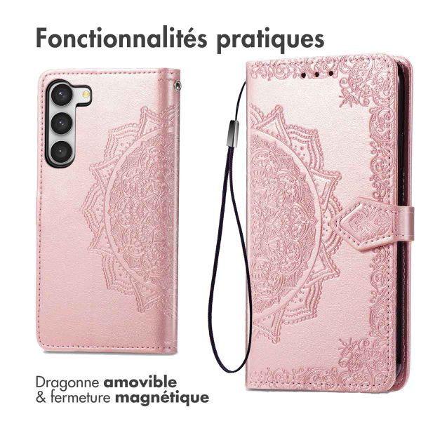 imoshion Etui de téléphone portefeuille Mandala Samsung Galaxy S23 Plus - Rose Dorée