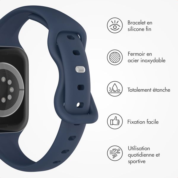 imoshion Bracelet en silicone fin Apple Watch Series 1-9 / SE (38/40/41 mm) | Series 10 (42 mm) - Bleu Marine