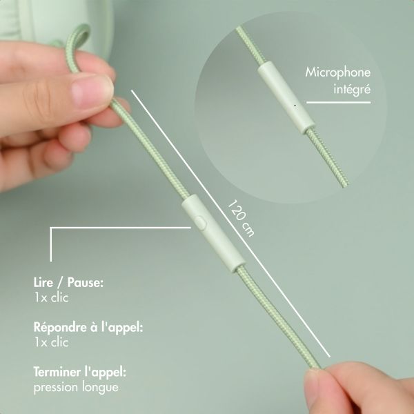 imoshion Casque filaires pour enfants - Câble AUX - Limiteur de décibels - Mint Green