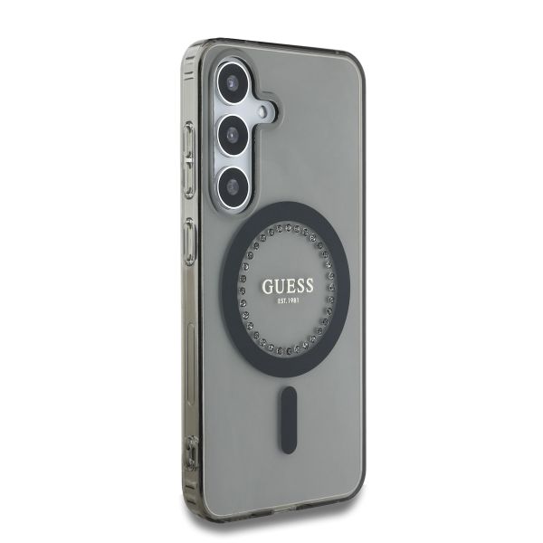 Guess Coque MagSafe IML avec strass Samsung Galaxy S25 - Noir