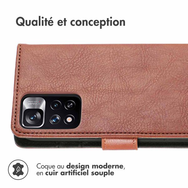 imoshion Étui de téléphone portefeuille Luxe Xiaomi Redmi Note 11 Pro - Brun