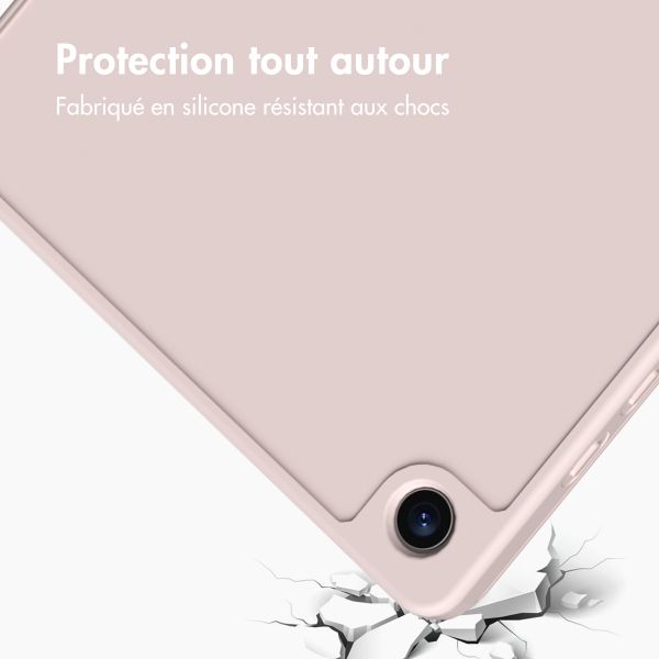 Accezz Coque tablette portefeuille Smart Silicone Samsung Galaxy Tab A9 Plus - Rose