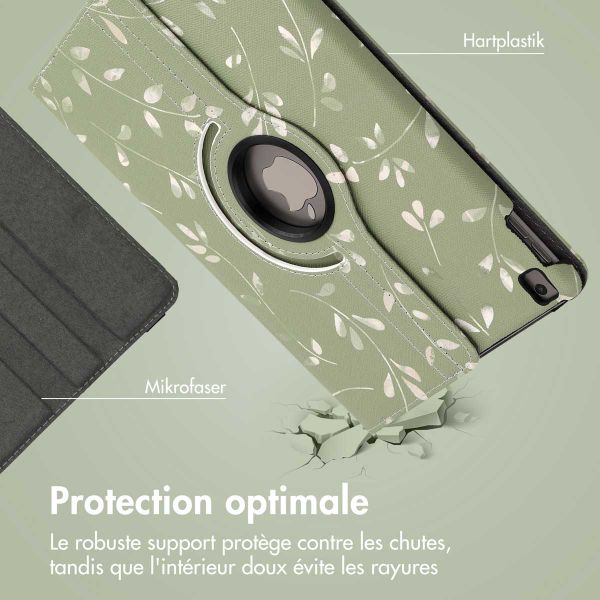 imoshion Coque tablette Design rotatif à 360° iPad 9 (2021) / iPad 8 (2020) / iPad 7 (2019) 10.2 pouces - Green Flowers