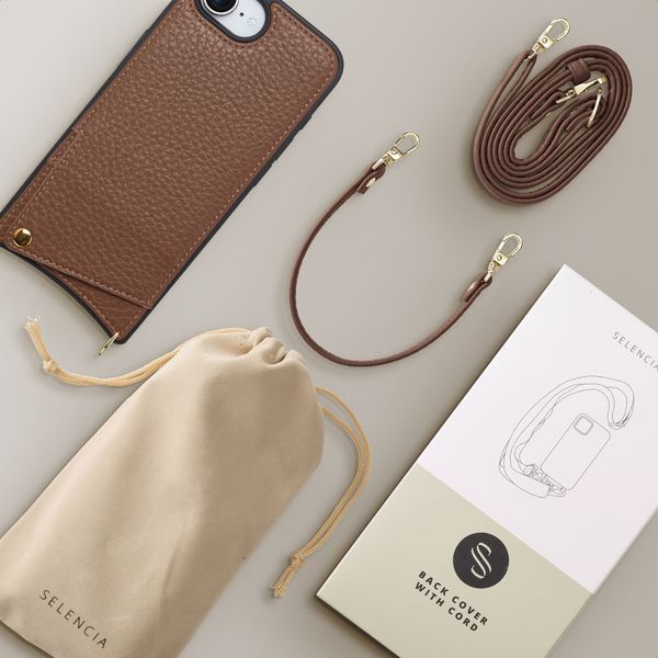 Selencia Coque de télephone Nova avec cordon et porte-cartes Apple iPhone 16e - Mocha Brown