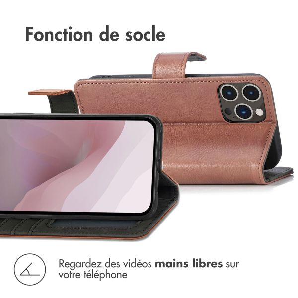 imoshion Étui de téléphone portefeuille Luxe iPhone 14 Pro - Brun