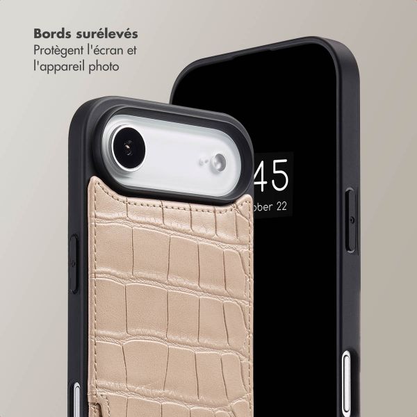 Selencia Coque de télephone Nova Croco avec cordon et porte-cartes Apple iPhone Air - Beige