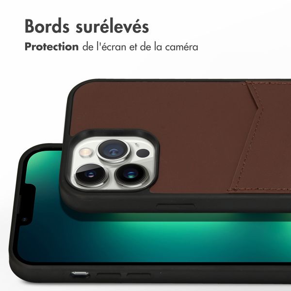 Accezz Coque en cuir de qualité supérieure avec fentes pour cartes Apple iPhone 13 Pro Max - Marron