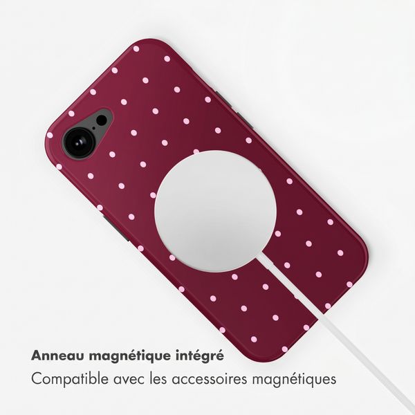 Selencia Coque arrière Vivid avec MagSafe Apple iPhone 17e / 16e - Happy Dots Burgundy