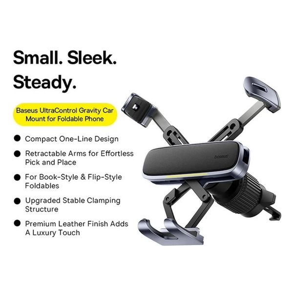 Baseus Support de téléphone UltraControl Gravity pour voiture - Universel - Grille de ventilation - Space Grey
