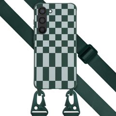 Selencia Coque design en silicone avec cordon amovible Samsung Galaxy S23 - Irregular Check Green