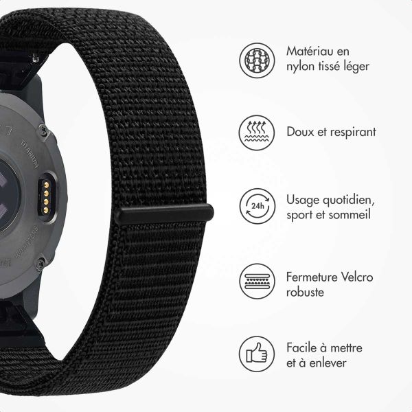 imoshion Bracelet QuickFit® en nylon  - Connexion Garmin 20 mm - Taille L/XL - Noir