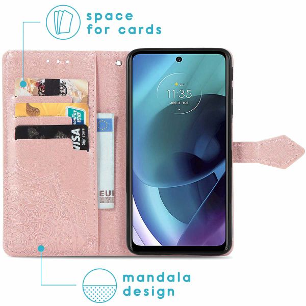 imoshion Etui de téléphone portefeuille Mandala Motorola Moto G51 - Rose Dorée