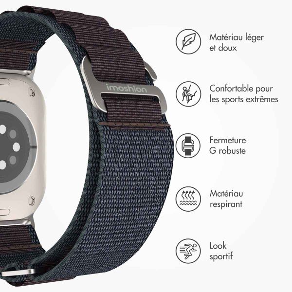 imoshion Bracelet en nylon Alpine Apple Watch Series 1 t/m 11 / SE / Ultra (44/45/46/49 mm) - Indigo