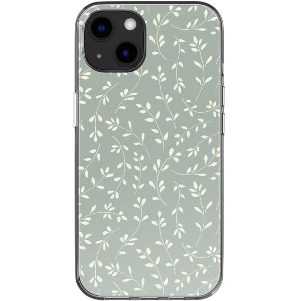 imoshion Coque design pour iPhone 13 - Smoke Green Flowers