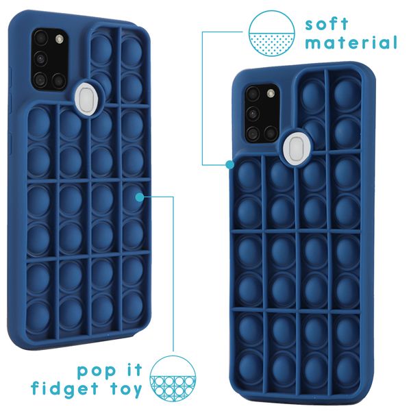 imoshion ﻿Pop It Fidget Toy - Coque Pop It Galaxy A21s - Bleu foncé