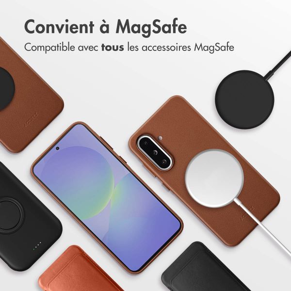 Accezz Coque arrière en cuir avec MagSafe Samsung Galaxy A36 / A56 - Marron café
