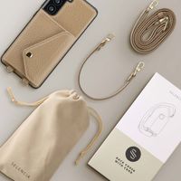 Selencia Coque à cordon avec porte-cartes enveloppe Sera Samsung Galaxy S21 FE - Beige