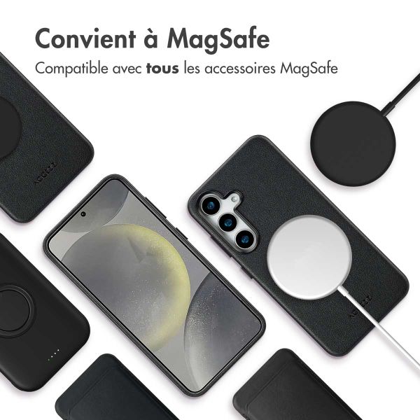 Accezz Coque arrière en cuir avec Magsafe Samsung Galaxy S25 - Onyx Black