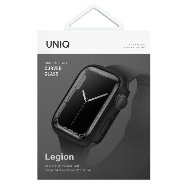 Uniq Legion Coque Apple Watch avec protection d'écran en Verre Trempé Apple Watch 7-9 - 41 mm - Midnight Black