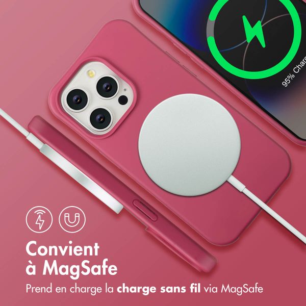 imoshion Coque arrière Color avec cordon amovible et MagSafe Apple iPhone 14 Pro - Raspberry