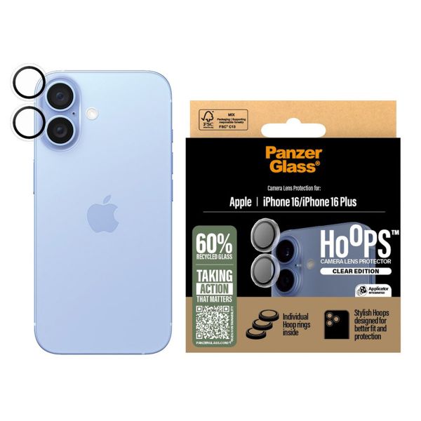 PanzerGlass Protection Caméra Hoops Optic Rings Apple iPhone 16 / 16 Plus