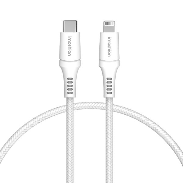 imoshion ﻿Câble Lightning vers USB-C - Non MFi - Textile tressé - 1 mètre - Blanc