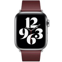 Apple Bracelet Leather Band Modern Buckle Apple Watch Series 1 t/m 9 / SE (38/40/41 mm) | Series 10 / 11 (42 mm) - Taille M - Garnet