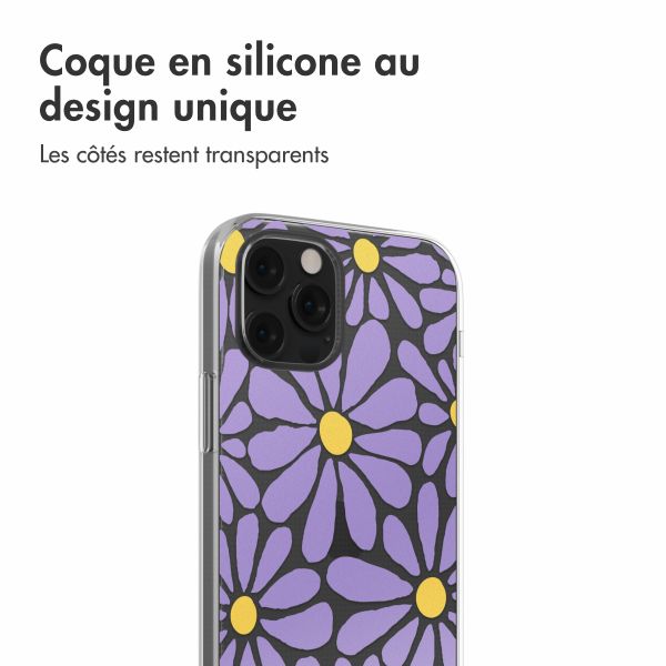 imoshion Coque design pour iPhone 12 (Pro) - Tropical Violet Flowers Connect