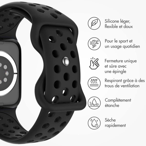 imoshion Bracelet sport⁺ Apple Watch Series 1 á 11 / SE / Ultra (44/45/46/49 mm) - Taille M/L - Noir