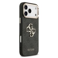 Guess Coque 4G Metal Logo Backcover Apple iPhone 17 Pro - Gold Edge - Black