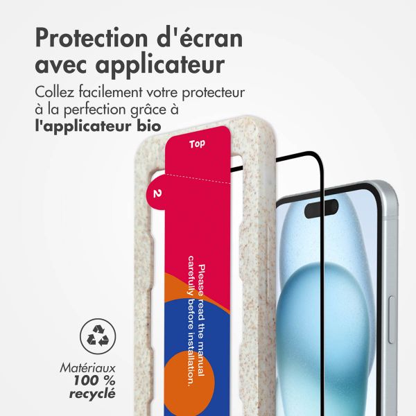 Accezz Protection d'écran en verre trempé avec applicateur Apple iPhone 15 Plus