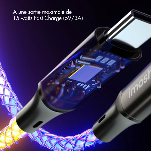 imoshion Câble de charge rapide lumineux RGB - USB-A vers USB-C - 1 mètre