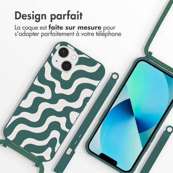 imoshion Coque design en silicone avec cordon iPhone 13 - Petrol Green Groovy