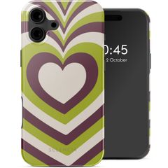 Selencia Coque arrière Vivid avec MagSafe iPhone 16 - Double Hearts Plum Fern