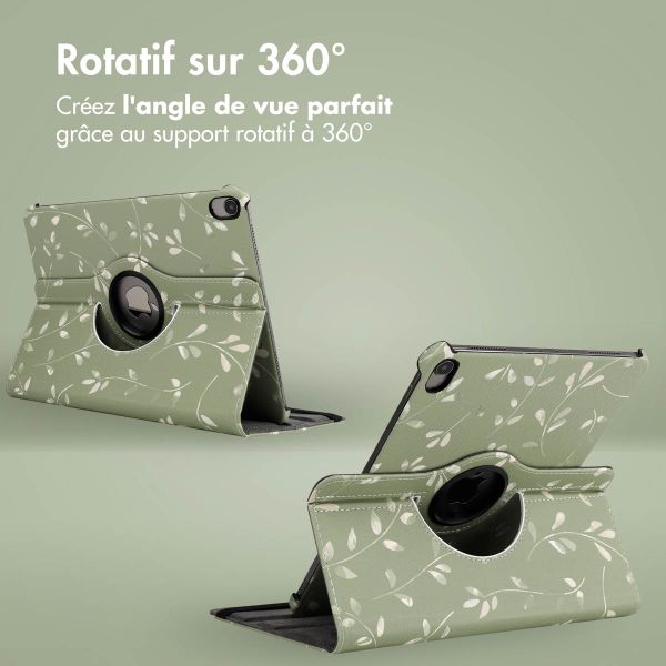 imoshion Coque tablette Design rotatif à 360° Apple iPad Air 5 (2022) / Air 4 (2020) - Green Flowers