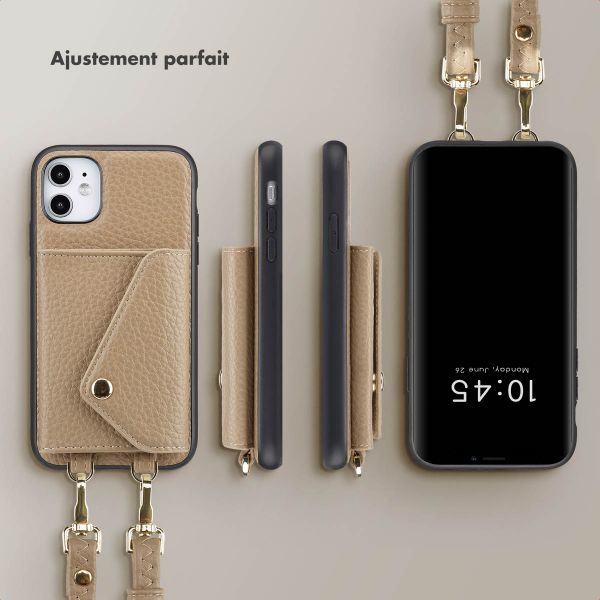 Selencia Coque à cordon avec porte-cartes enveloppe Sera iPhone 11 - Beige