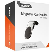 Accezz Support de téléphone pour voiture Samsung Galaxy S10 Plus - Universel - Grille de ventilation - Magnétique - Argent