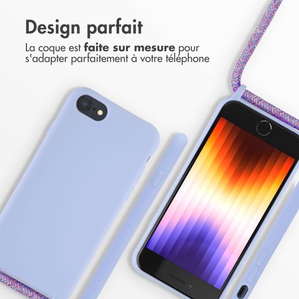 imoshion Coque en silicone avec cordon Apple iPhone SE (2022 / 2020) / 8 / 7 - Violet