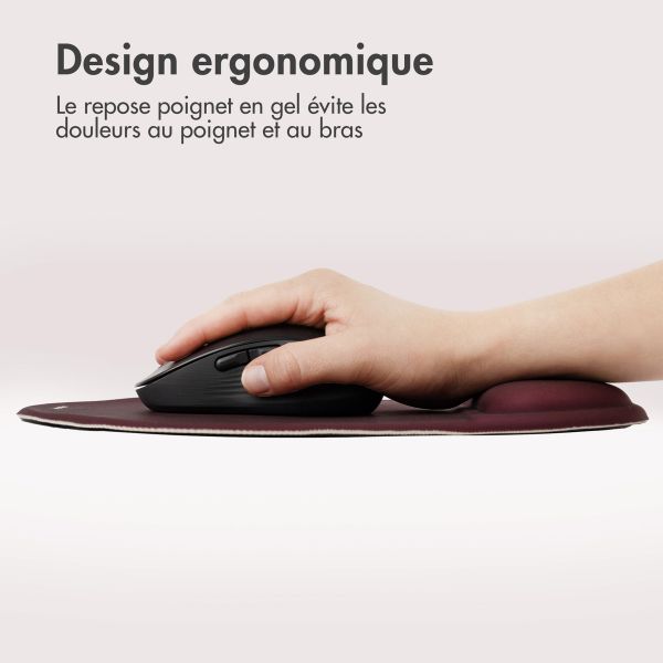 imoshion Tapis de souris ergonomique - Tapis de souris avec repose-poignet - 30 x 25 cm - Bordeaux