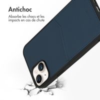 Accezz Coque en cuir de qualité supérieure avec fentes pour cartes Apple iPhone 14 Plus - Bleu foncé