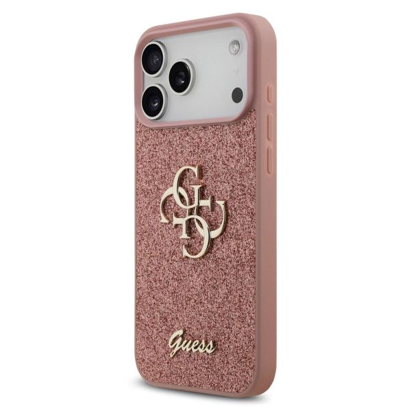 Guess Coque 4G Metal Logo Glitter Apple iPhone 17 Pro Max - Rose