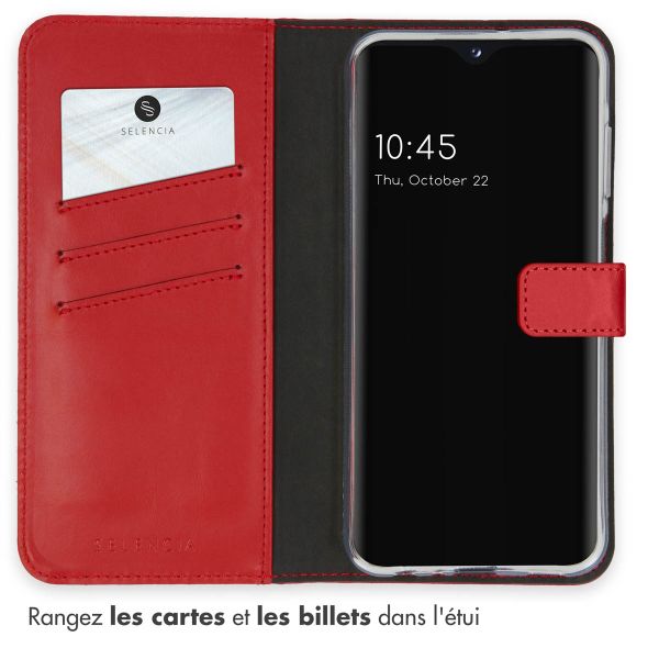 Selencia Étui de téléphone portefeuille en cuir véritable Samsung Galaxy A25 (5G) - Rouge