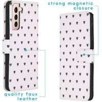 imoshion Design Softcase Bookcase Samsung Galaxy S21 - Hearts Allover White