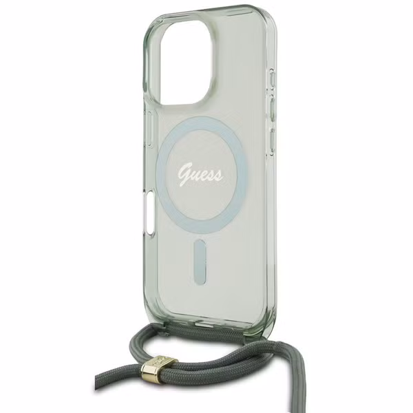 Guess Coque MagSafe IML avec crossbody cord Apple iPhone 16 Pro - Vert