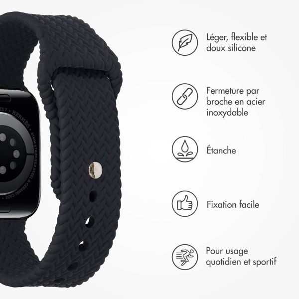 imoshion Bracelet tressé en silicone Apple Watch Series 1 t/m 9 / SE (38/40/41 mm) | Series 10 / 11 (42 mm) - Noir