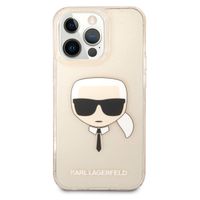 Karl Lagerfeld Coque arrière Karl's Head Silicone Glitter iPhone 13 Pro - Transparent Dorée